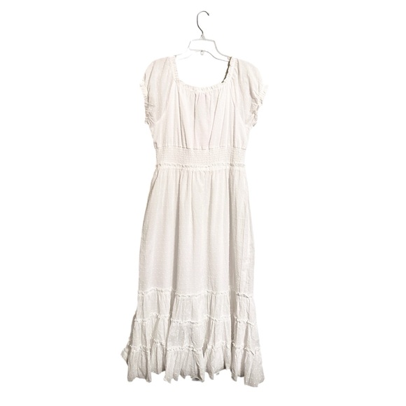 Betsey Johnson NWT Swiss Dot Smocked Waist Midi Dress White Size XL - Picture 4 of 13